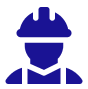 Worker icon wearing hard hat silhouette.